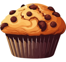 A muffin with chocolate chips on top png