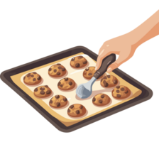 A person is holding a cookie sheet with cookies on it png