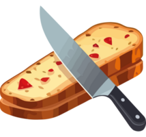 A slice of bread with a knife on it png
