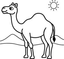 Exciting camel-themed coloring page for children with clean black and white graphics to inspire imagination. vector