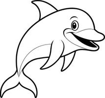 Dive into fun with dolphin coloring pages Perfect black and white illustrations for kids to bring to life with color vector