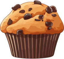 A cartoon muffin with chocolate chips on top png