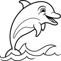 Create colorful dolphins with these fun coloring pages Easy black and white graphics for kids vector