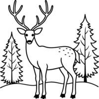 Adorable deer illustration in black and white, ideal for children's coloring activities and enhancing fine motor skills. vector