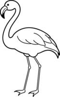 Let your child's creativity soar with a flamingo coloring page featuring simple black and white graphics to fill with color vector