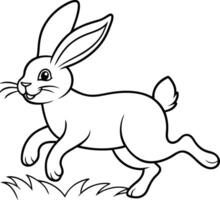 Enjoy a cute rabbit coloring page designed for children with delightful black and white graphics for endless coloring joy. vector