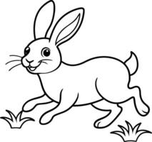 Cute rabbit coloring page, ideal for children's art projects with charming black and white graphics to color. vector