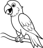 Fun Parrot Illustration Outline for Kids Coloring Book vector