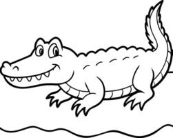 Creative crocodile coloring page for children with charming black and white graphics, ideal for fun and educational play. vector