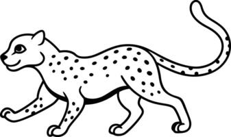 Let your child explore a cheetahs spots with this black and-white coloring page designed for creative fun vector