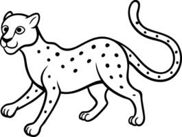 Engaging cheetah coloring page simple black and white graphics ideal for children's artistic expression. vector
