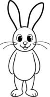 Delightful bunny coloring page for children, featuring clear black-and-white graphics for easy coloring and enjoyment. vector