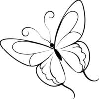 Interactive butterfly coloring book page for kids. Simple black-and-white illustration that invites imaginative creativity. vector
