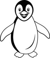 Cute penguin coloring book page for children with delightful black and white graphics for endless fun. vector