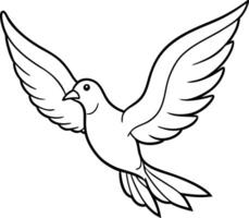 Enjoy hours of coloring fun with this simple black and white flying bird page, designed for childrens enjoyment vector