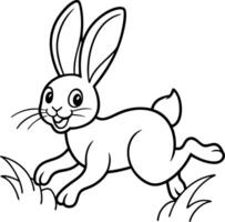 Simple and cute rabbit coloring page for kids, featuring easy-to-color black and white graphics. vector