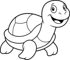 Engaging turtle illustration for children's coloring simple and cute black and white drawing to brighten up with colors vector