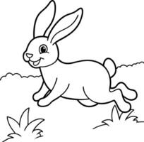 Kids will enjoy this sweet rabbit coloring page with charming black and white graphics for endless coloring fun. vector