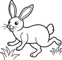 Creative and cute rabbit coloring page for kids, with easy-to-color black and white graphics perfect for artistic play. vector
