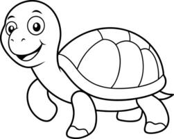 Black and white turtle coloring page for kids cute design for young artists to practice coloring skills and creativity vector