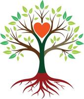 Eco friendly illustration tree with roots and branches vector