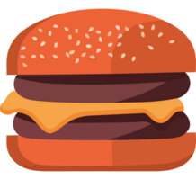 A hamburger with cheese and meat on it png