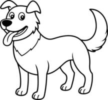 Easy and adorable dog coloring page for kids with clear, black and white graphics for coloring enjoyment. vector