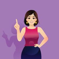 Girl smile with pointing finger with Background vector