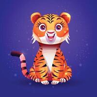 Illustration of a Cartoon tigress Character Design with expression Background vector