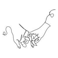 Continuous line art of couple holding hands vector