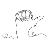 Continuous line art of couple holding hands vector