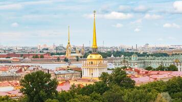Cityscape of St. Petersburg with the Hermitage, Peter and Paul Fortress and the Admiralty photo