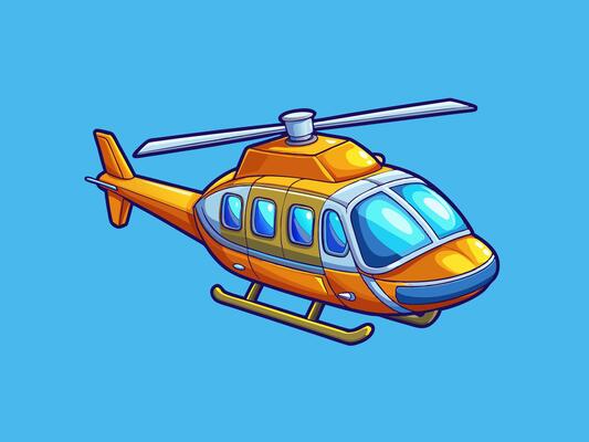 Comic Helicopter 3D Illustration, Helicopter, Helicopter Icon Illustration, Helicopter Silhouette of an isolated