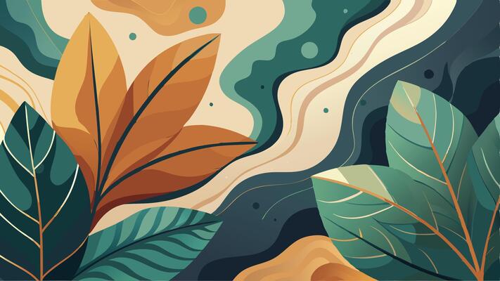 Illustration of Nature Mountain Forest with lots of Plants and Leafs Landscape Background in Flat Color for Icon, Logo, Poster, Banner.