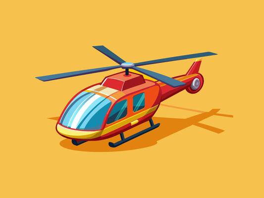 Orange Helicopter 3D Illustration, Helicopter, Helicopter Icon Illustration, Helicopter Silhouette of an isolated