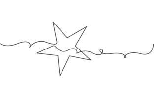 Star in continuous line drawing vector