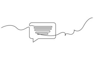 Speech bubble line art continuous one line drawing vector