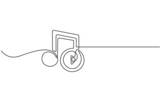 Continuous music line art note sketch illustration vector