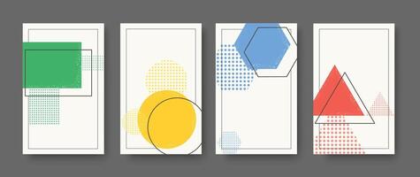 posters with geometry shapes composition in trendy style vector