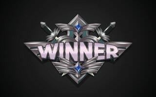 Winner Game Badge 3D Text Effect vector