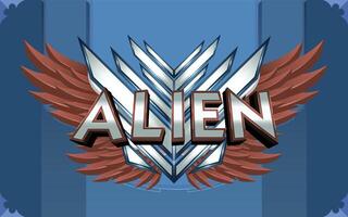 Alien 3D Text Effect With Winged Emblem Logo or Background vector