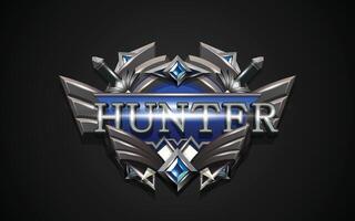 Hunter Game Badge 3D Text Effect vector