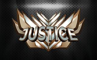 Justice Game Badge 3D with Text Effects vector