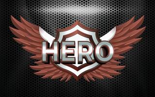 Hero Game Badge 3D with Text Effects vector