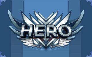 Hero 3D Text Effect With Winged Emblem Logo or Background vector