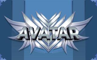 Avatar 3D Text Effect With Winged Emblem Logo or Background vector