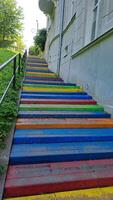 colorful stairs an unusual attraction in Krakow's Podgorze district photo