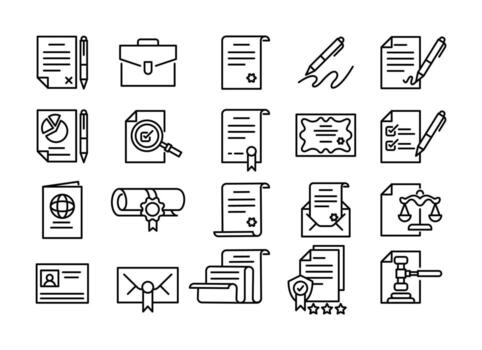Contract line icon set. Collection of symbol in trendy flat style on white background. Web sings for design. vector