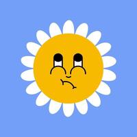 Daisy flower smiling face, cute sunflower emoji for different emotions, great for adding joy to your designs vector