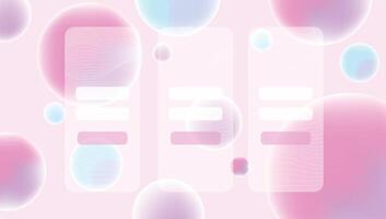 Futuristic transparent app UI with purple gradient and bubbles for a visually appealing user experience vector